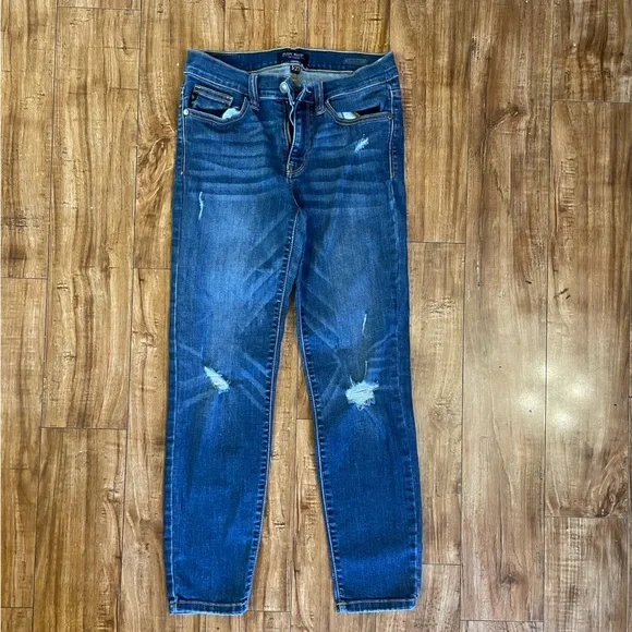 JUDY BLUE Women’s Blue Distressed Skinny Fit Ankle  Jean Pant Size 5 27 - Picture 2 of 15